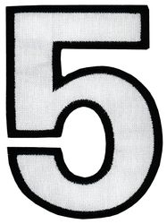 Nažehľovacie vyšívané čísla - päťka biela výška 8 cm